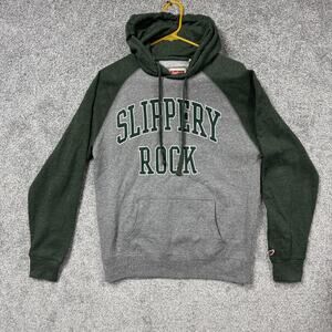 Slippery Rock Hoodie Sweatshirt Mens Small Grey Green NCAA College Football